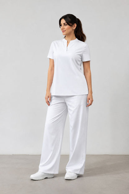 Pijama Quirúrgica Scrub Mujer Pierna Ancha Antifluido Stretch
