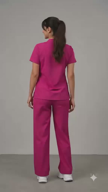 Pijama Quirúrgica Scrub Mujer Pierna Ancha Antifluido Stretch