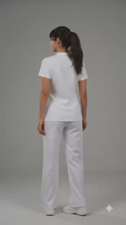 Pijama Quirúrgica Scrub Mujer Pierna Ancha Antifluido Stretch